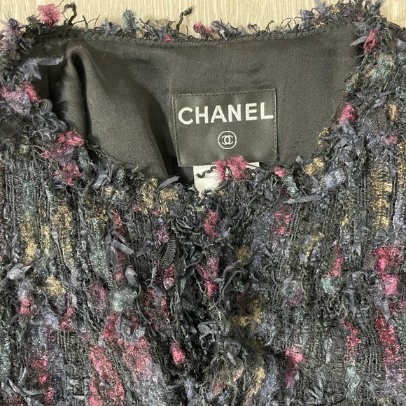 CHANEL $6500 06P BLACK MULTICOLOR FRINGED TWEED - Picture 11 of 11
